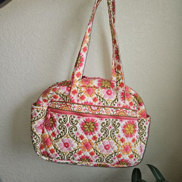 Vera Bradley Quilted Large Diaper Bag Tote Folkloric Pattern Double Handled - Picture 1 of 8